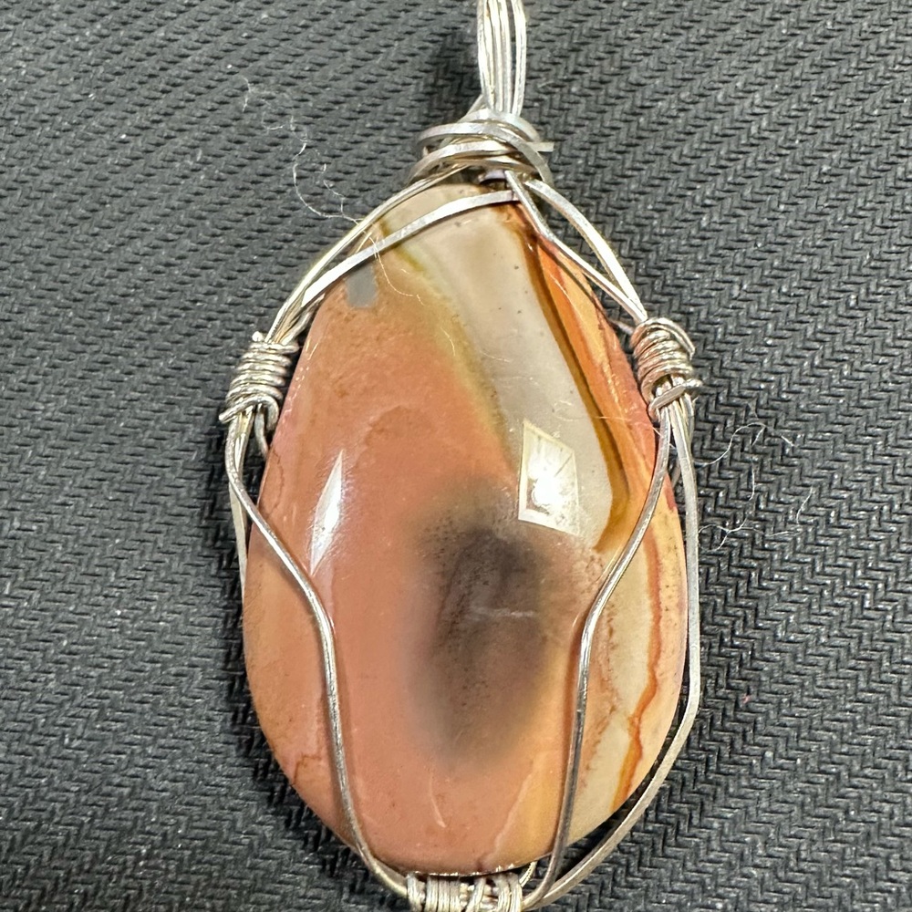 Handcrafted Sterling Silver Wire-Wrapped Agate Pendant
